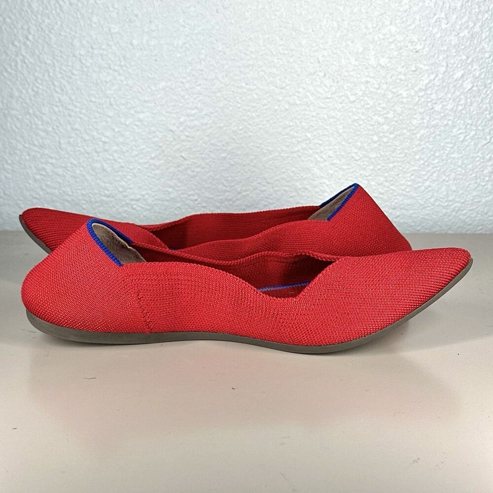 Rothy’s The Point Flats Red And Blue Knit Women’s Size 9.5 Washable Comfort - Picture 6 of 14